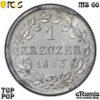 Germany, Hesse Darmstadt, Ludwig III, Kreuzer 1863, Top Pop, PCGS MS 66 Germany, Hesse Darmstadt, Ludwig III, Kreuzer 1863, Top Pop, PCGS MS 66