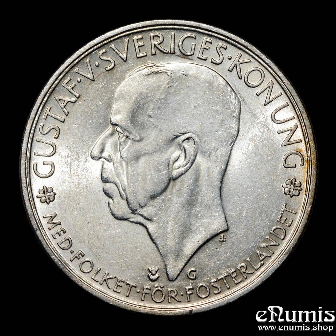 SWEDEN, Gustaf V, 5 Kronor 1935, 500th Anniversary of Riksdag, aUNC