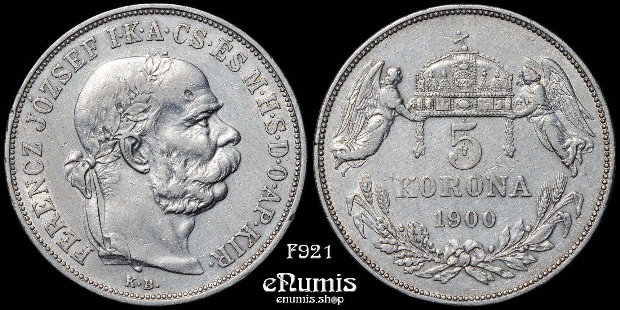 HUNGARY, Franz Joseph I, 5 Korona 1900, aXF