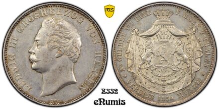 Germany, Hesse Darmstadt, Ludwig III, 2 Taler 1854, PCGS AU 50
