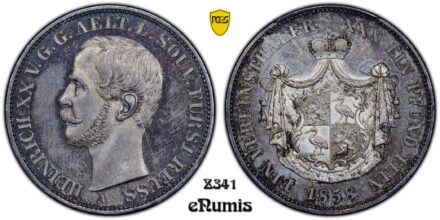 Germany, Reuss-Obergreiz, Heinrich XX, Taler 1858, PCGS MS 64+
