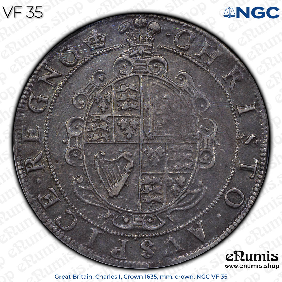 Great Britain, Charles I, Crown 1635, mm. crown, NGC VF 35