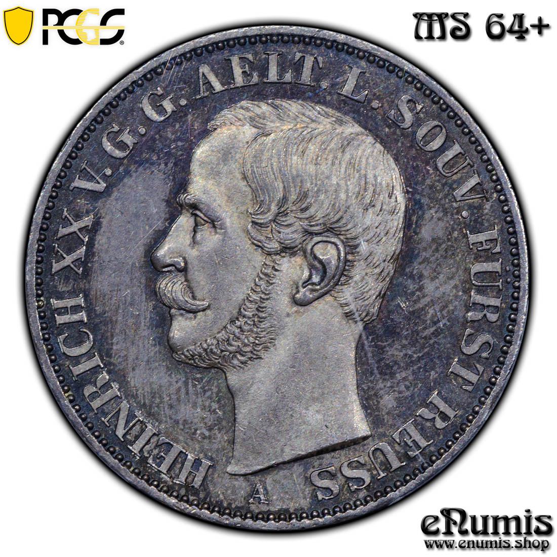Germany, Reuss-Obergreiz, Heinrich XX, Taler 1858, PCGS MS 64+ Germany, Reuss-Obergreiz, Heinrich XX, Taler 1858, PCGS MS 64+