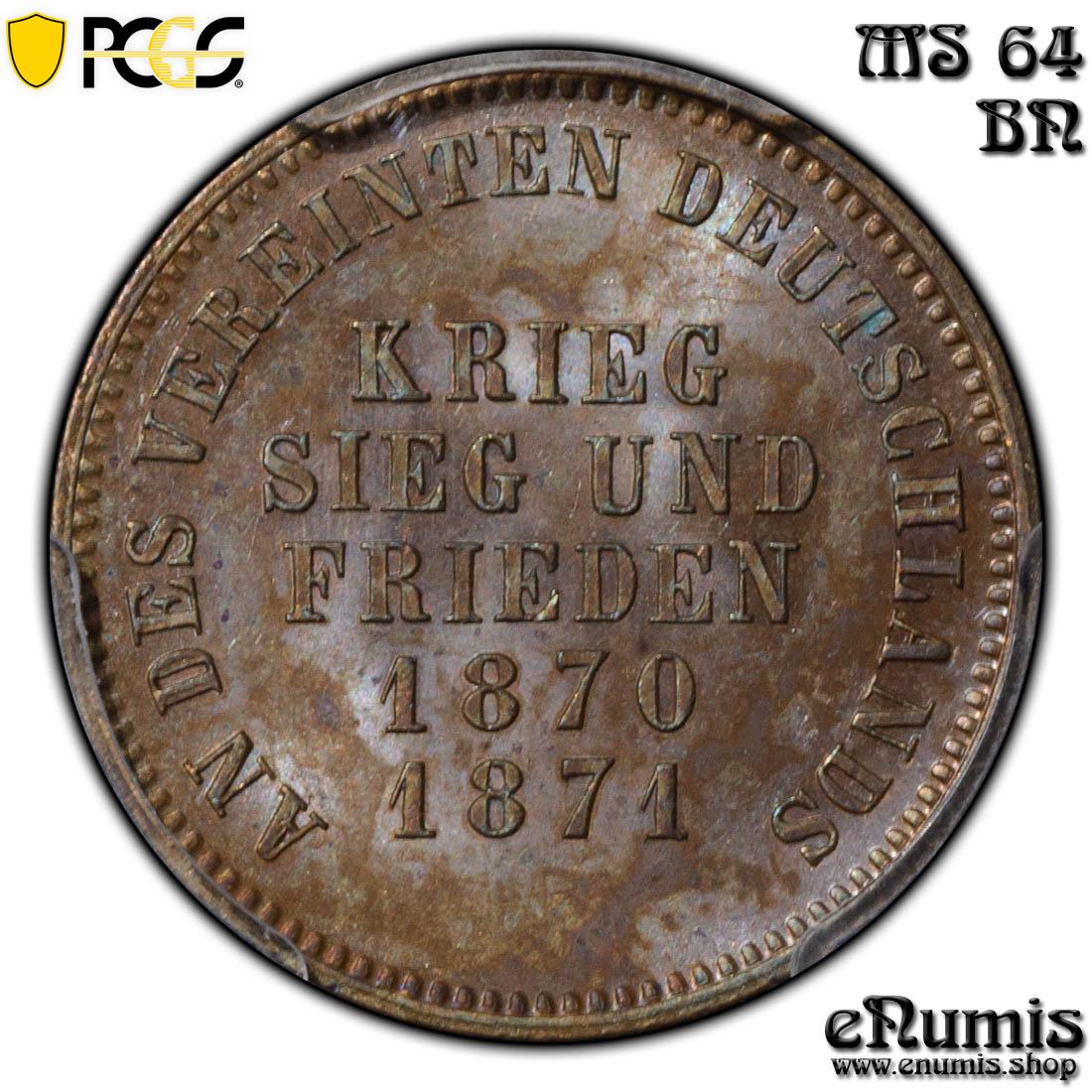 Germany, Baden, Friedrich I, 1 Kreuzer 1871, PCGS MS 64 BN