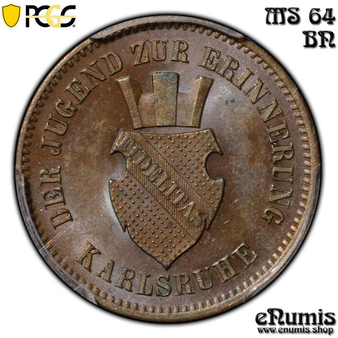 Germany, Baden, Friedrich I, 1 Kreuzer 1871, PCGS MS 64 BN