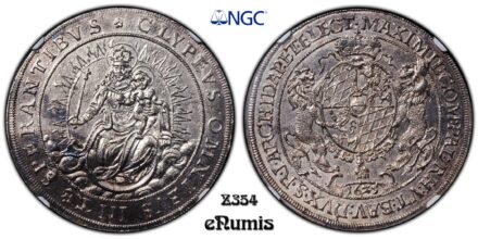 Germany, Bavaria, Maximilian I, Taler 1625, Madonna, Top Pop, NGC MS 63