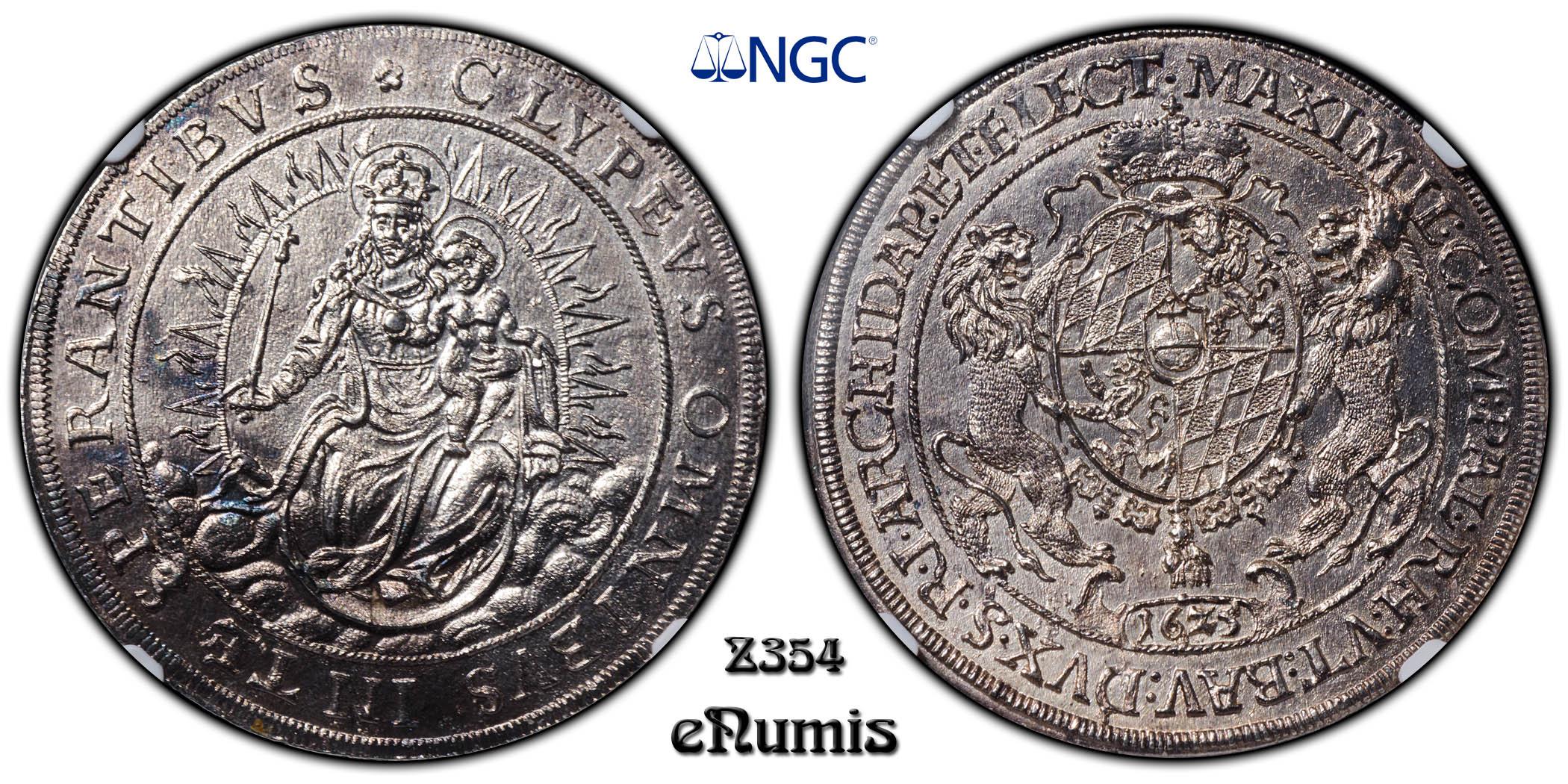 Germany, Bavaria, Maximilian I, Taler 1625, Madonna, Top Pop, NGC MS 63