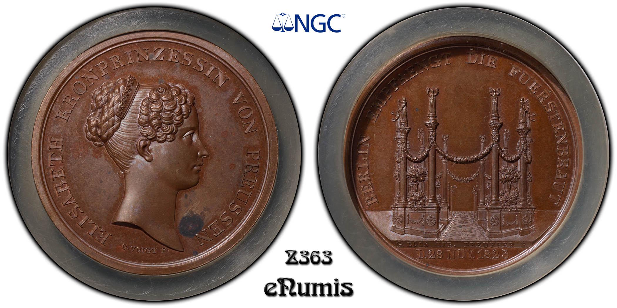 Germany, Prussia, Medal 1823, Elisabeth of Bavaria, Top Pop, MS 62 BN