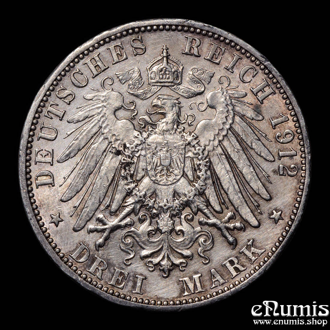 Germany, Baden, Friedrich II, 3 Mark 1912, XF/XF+
