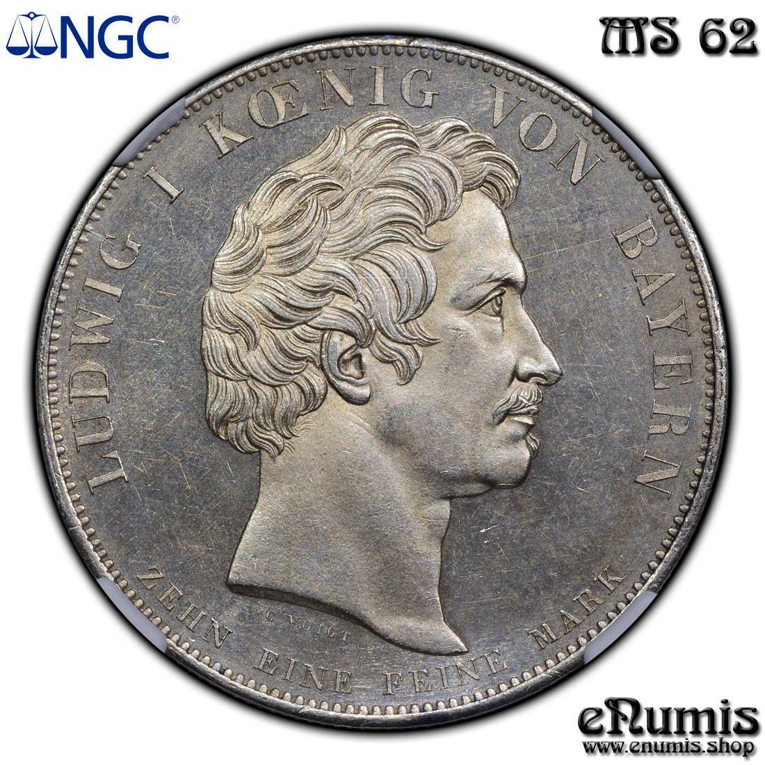 Germany, Bavaria, Ludwig I, Taler 1828, Constitution Monument, NGC MS 62 Germany, Bavaria, Ludwig I, Taler 1828, Constitution Monument, NGC MS 62