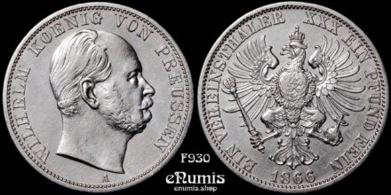 Germany, Prussia, Wilhelm I, Taler 1866, XF