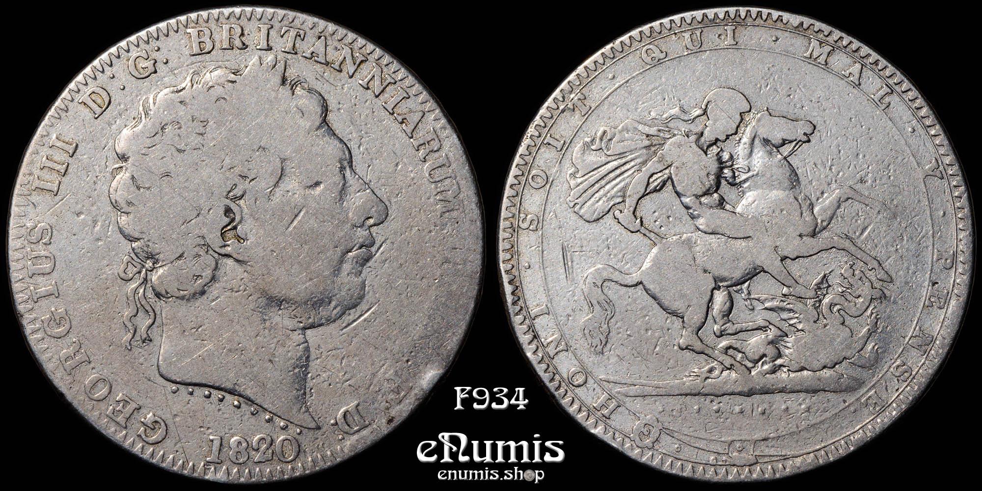 Great Britain, George III, Crown 1820, LX, Fine
