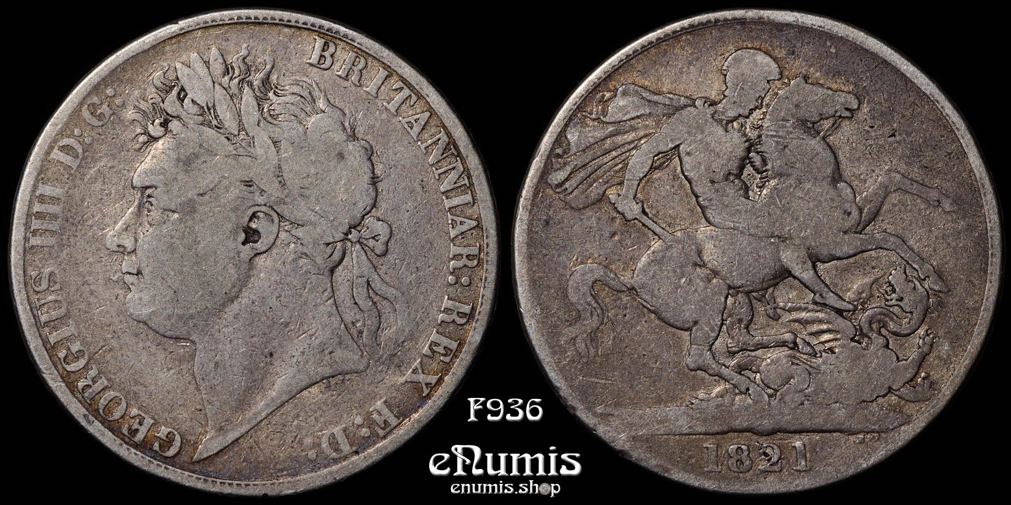 Great Britain, George IV, Crown 1821, Secundo, Fine Great Britain, George IV, Crown 1821, Secundo, Fine