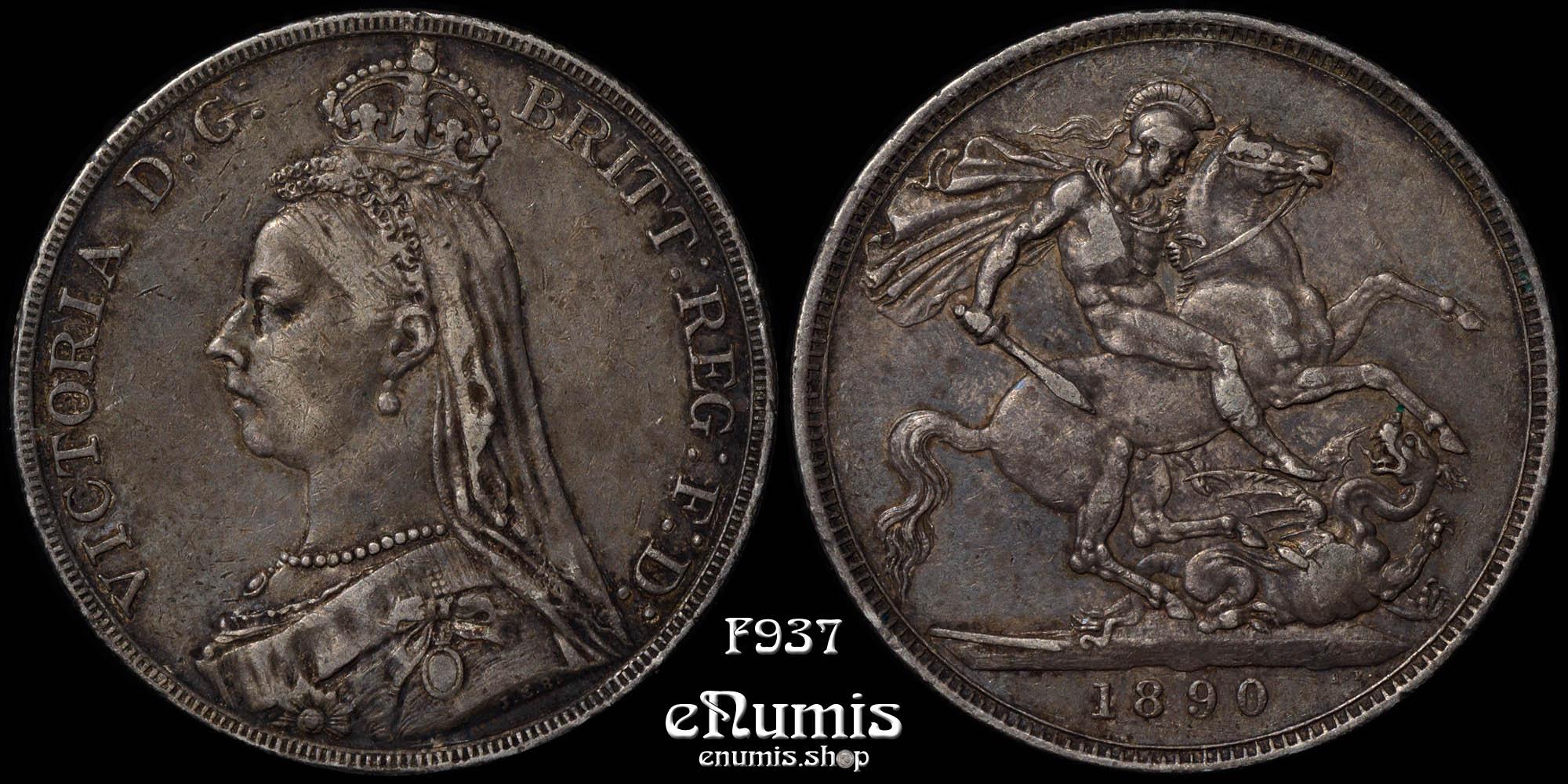 Great Britain, Victoria, Crown 1890, toned, XF
