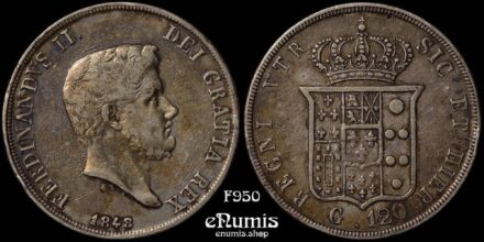 Italy, Naples, Ferdinando II, 120 Grana 1848 /7, toned, Rare!, XF