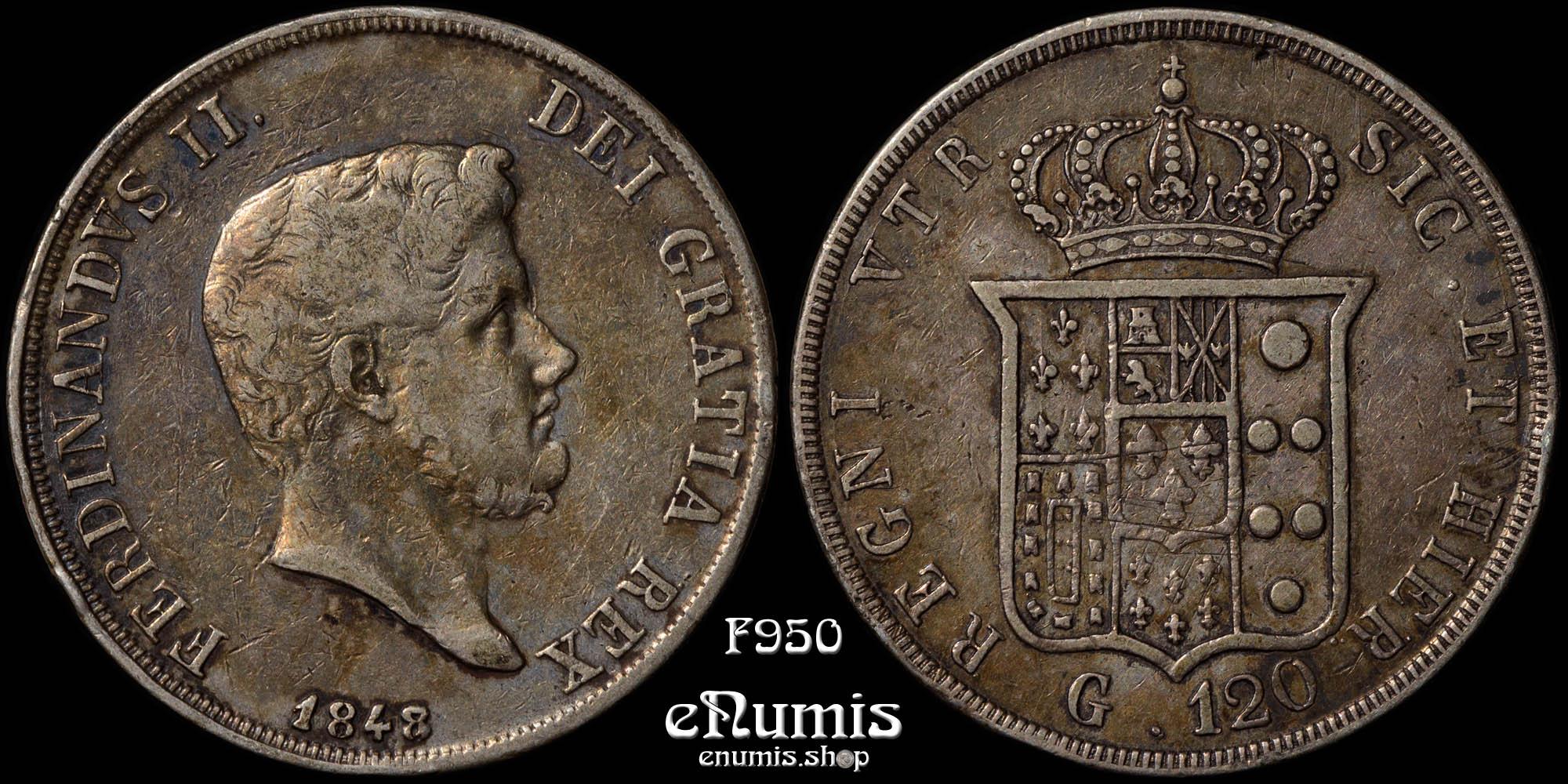 Italy, Naples, Ferdinando II, 120 Grana 1848 /7, toned, Rare!, XF