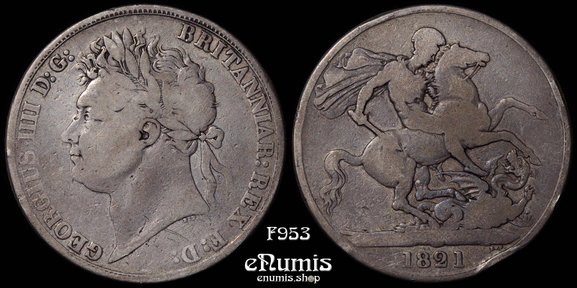 Great Britain, George IV, Crown 1821, Secundo, Fine Great Britain, George IV, Crown 1821, Secundo, Fine