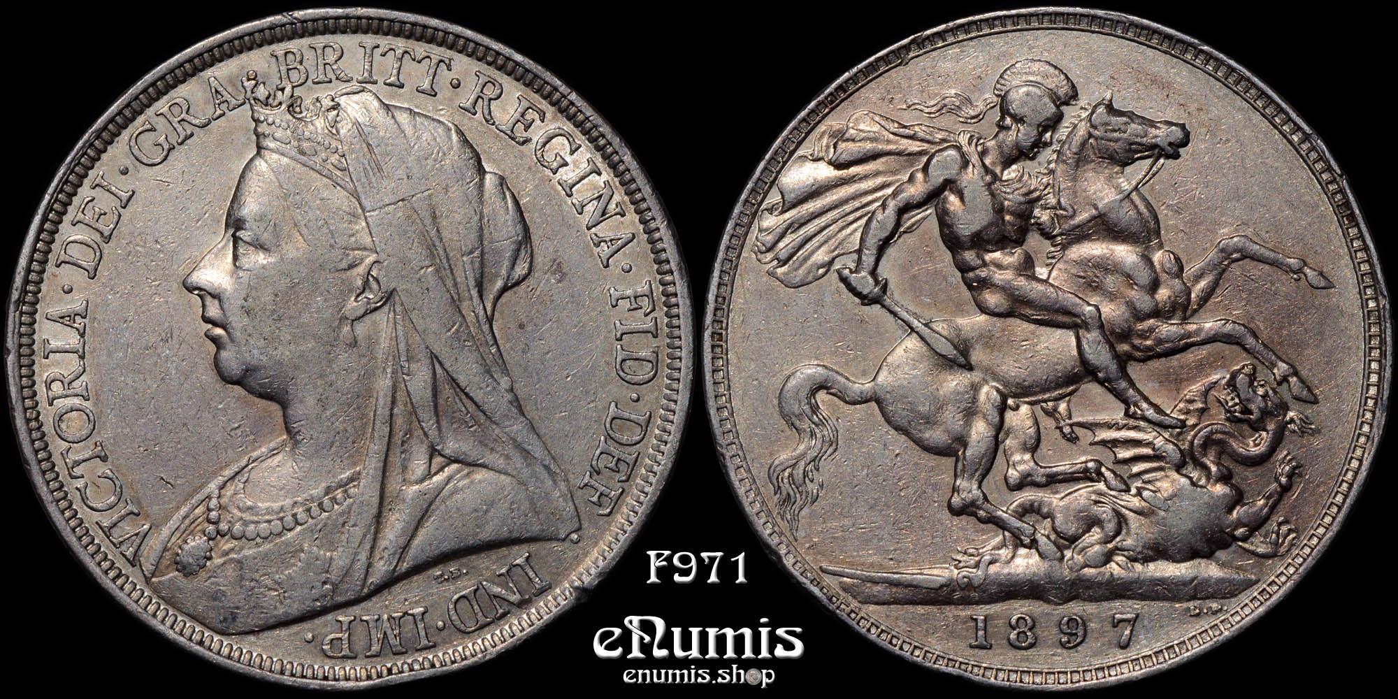 Great Britain, Victoria, Crown 1897, LXI, XF+ Great Britain, Victoria, Crown 1897, LXI, XF+