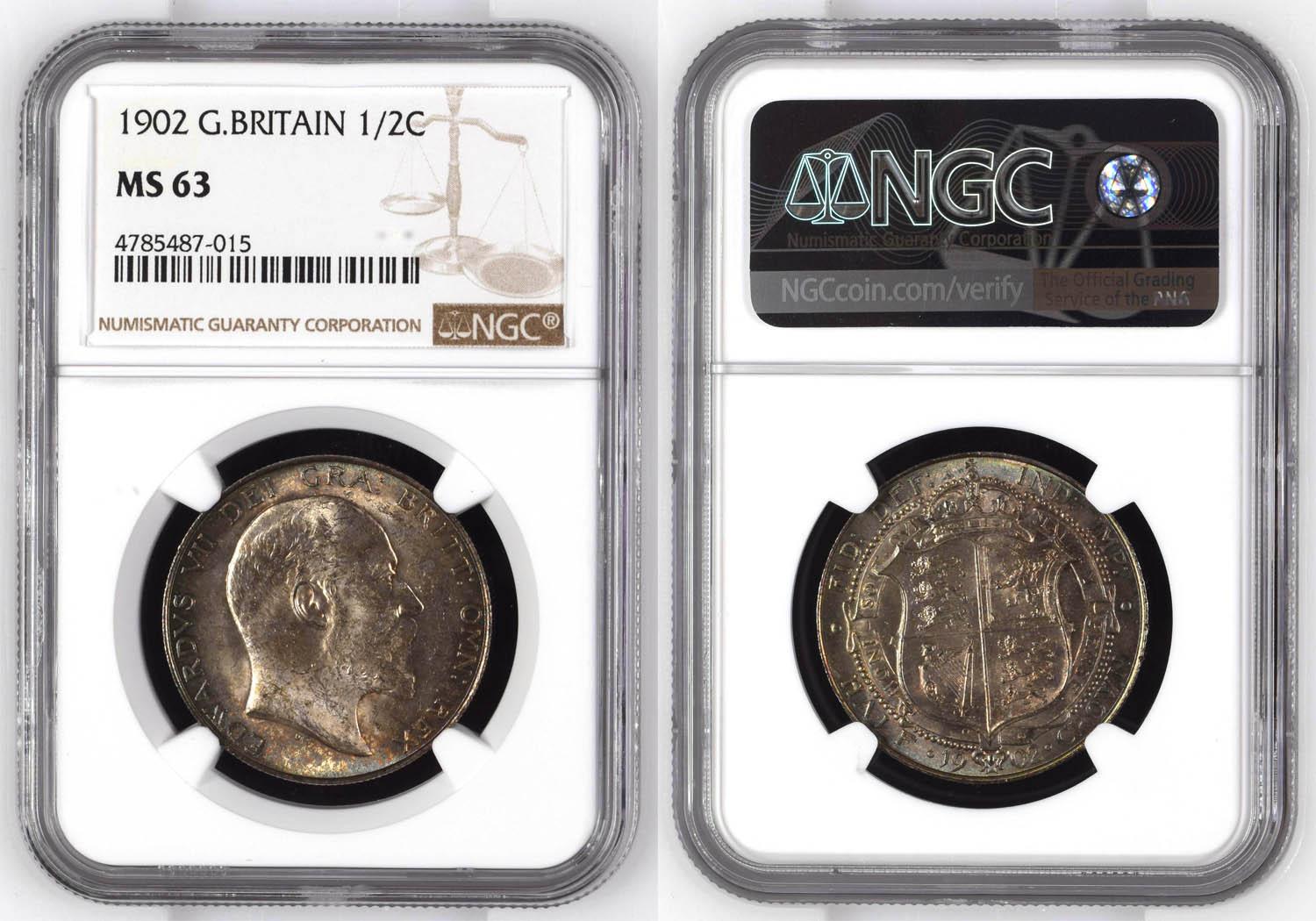 Great Britain, Edward VII, Halfcrown 1902, NGC MS 63