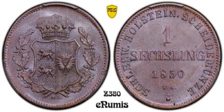 Germany, Schleswig-Holstein, Sechsling 1850, PCGS AU 58 BN