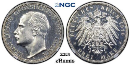 Germany, Hesse Darmstadt, Ernst Ludwig, 3 Mark 1910, Proof, NGC PF 64