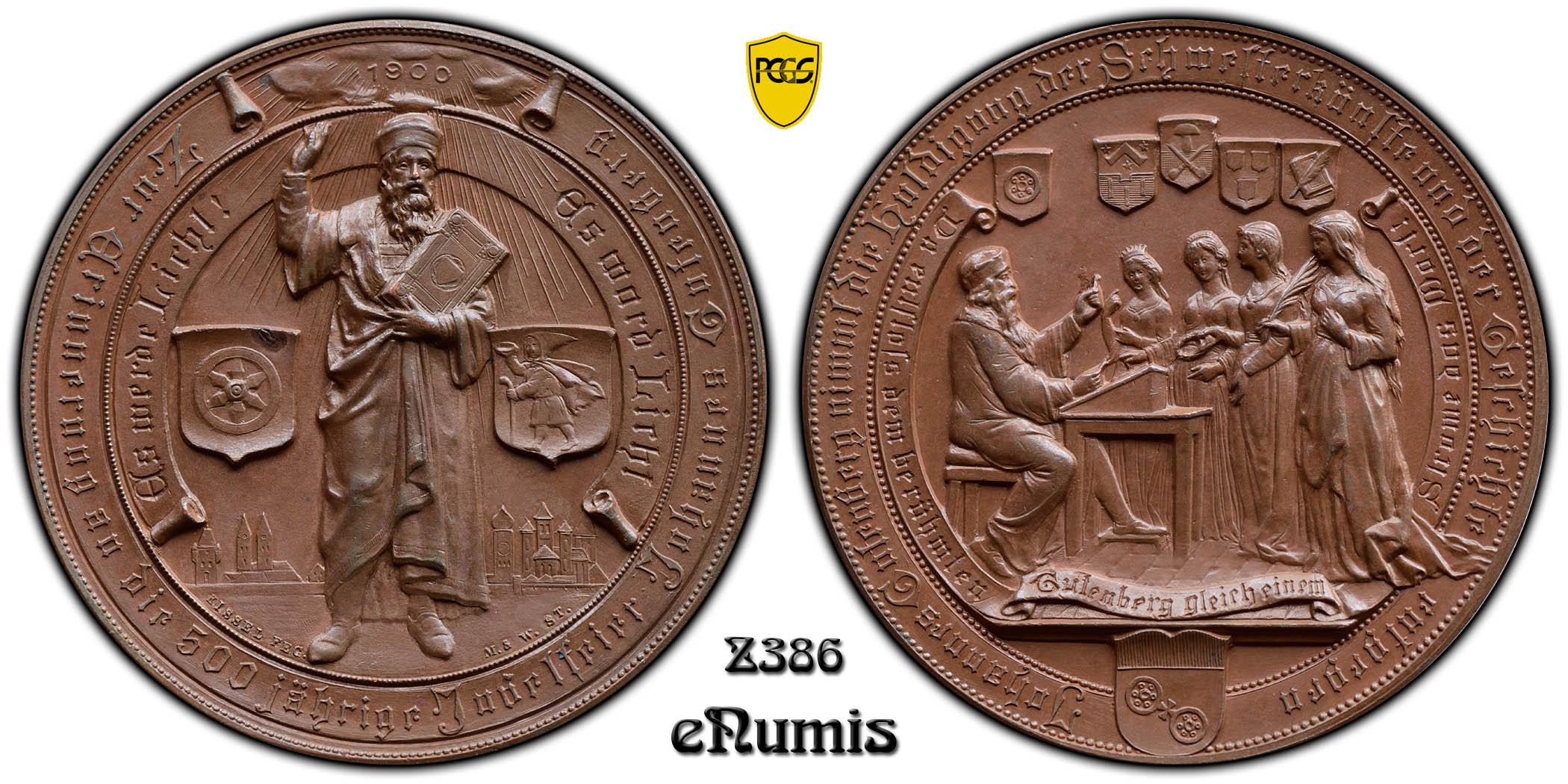 Germany, Medal 1900, 500th birthday of Gutenberg, Top Pop, PCGS SP 64 Germany, Medal 1900, 500th birthday of Gutenberg, Top Pop, PCGS SP 64