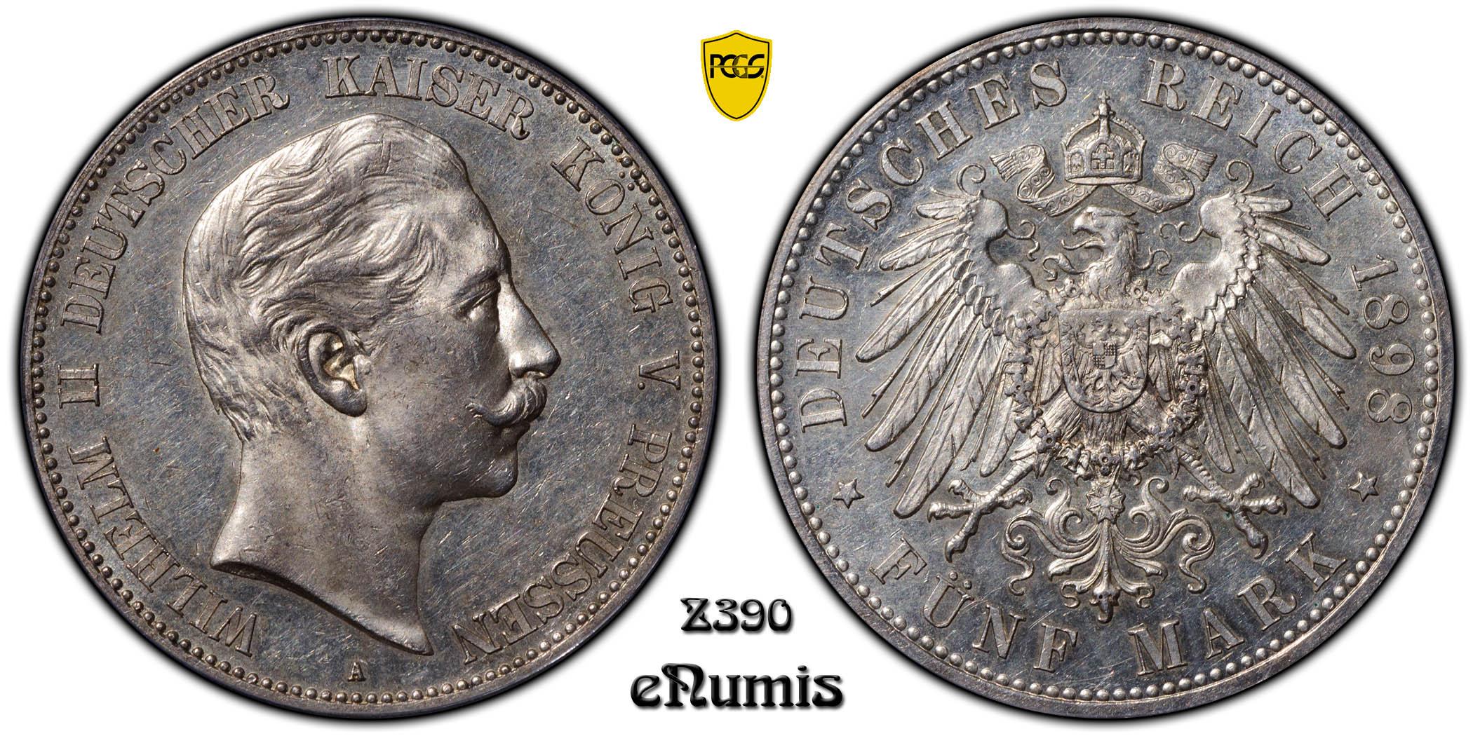 Germany, Prussia, Wilhelm II, 5 Mark 1898, better year, PCGS MS 61