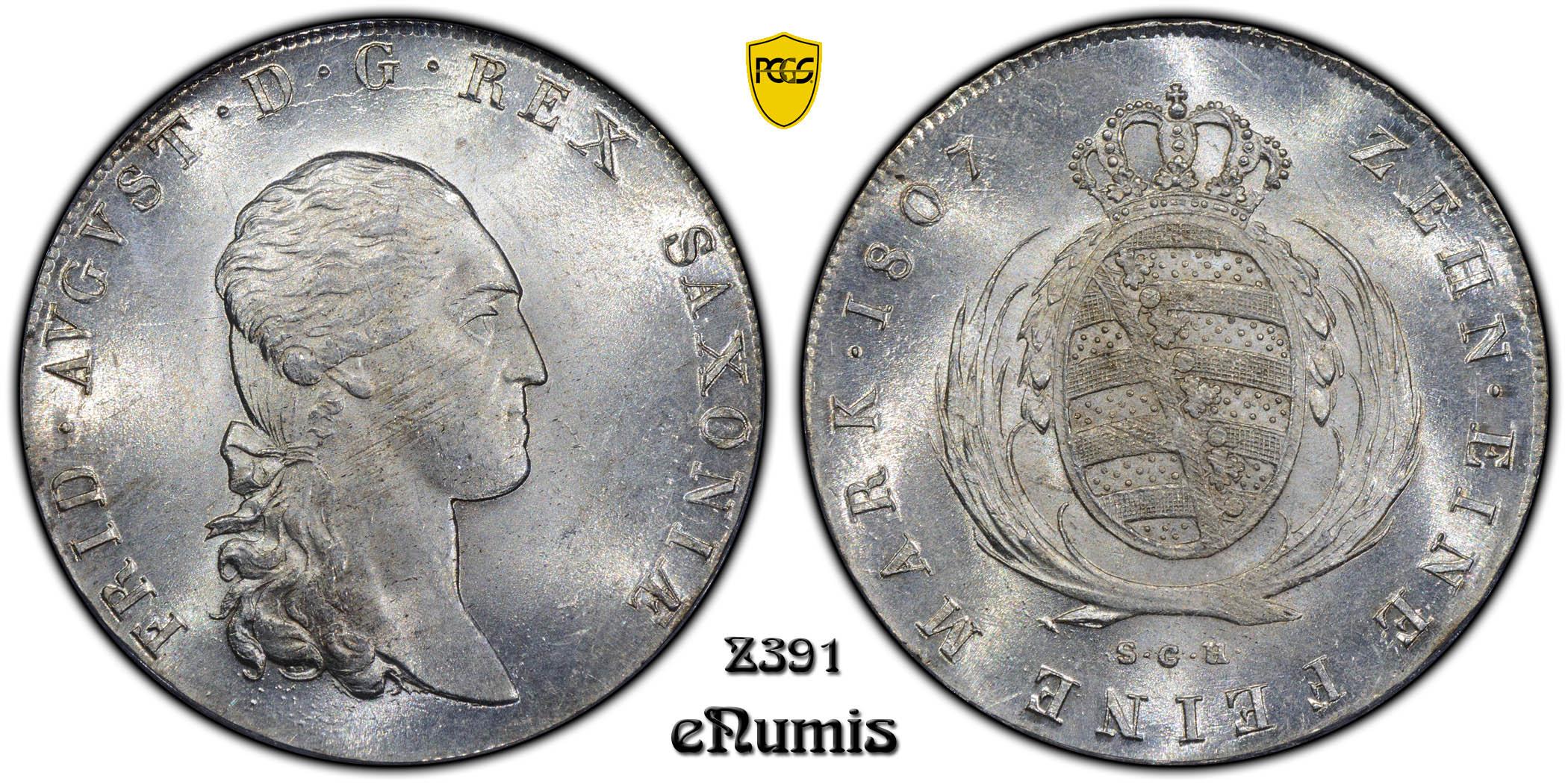 Germany, Saxony, Friedrich August I, Taler 1807, PCGS MS 64+ Germany, Saxony, Friedrich August I, Taler 1807, PCGS MS 64+