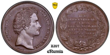 Germany, Bavaria, Ludwig I, Medal 1838, Augsburg, Top Pop, PCGS SP 66