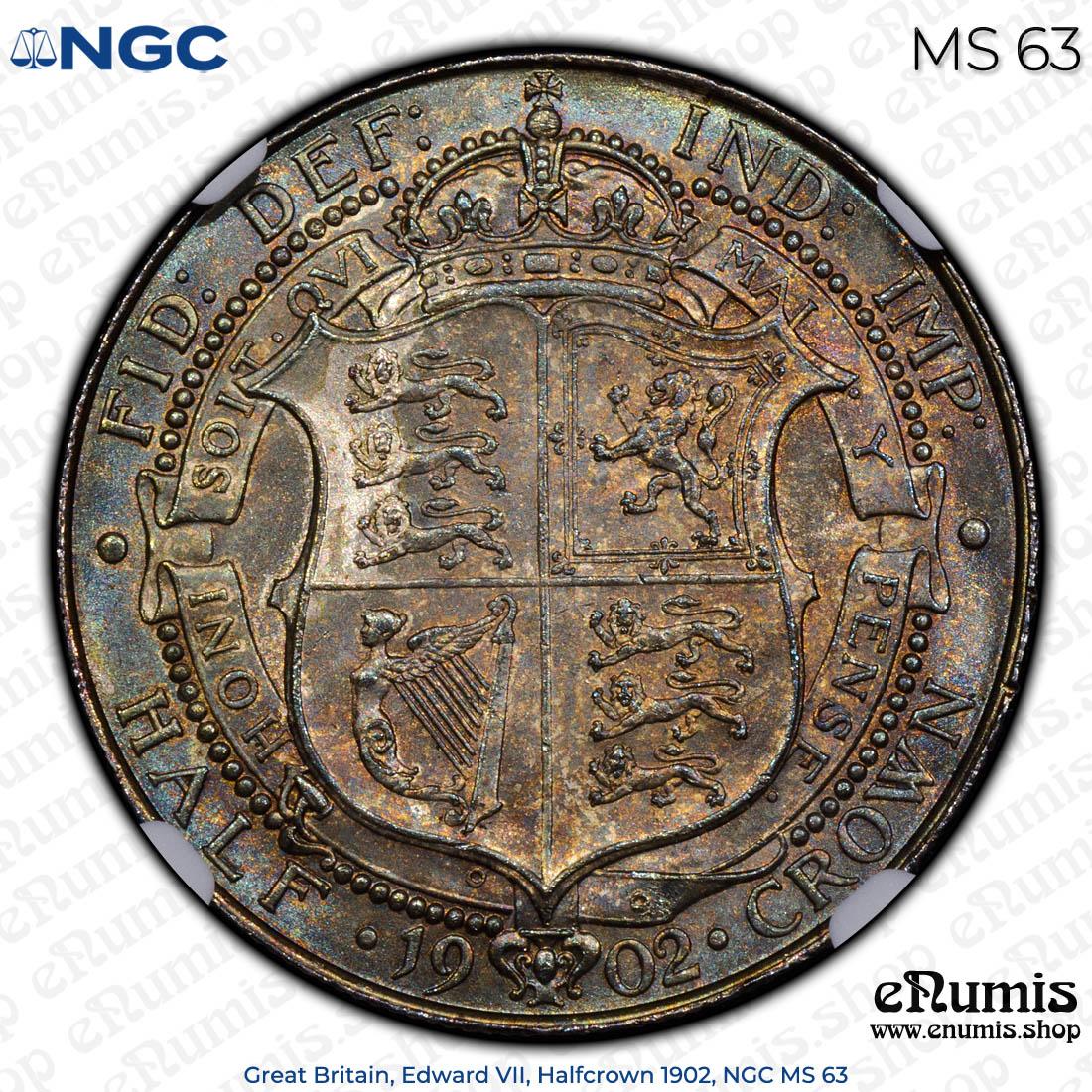 Great Britain, Edward VII, Halfcrown 1902, NGC MS 63