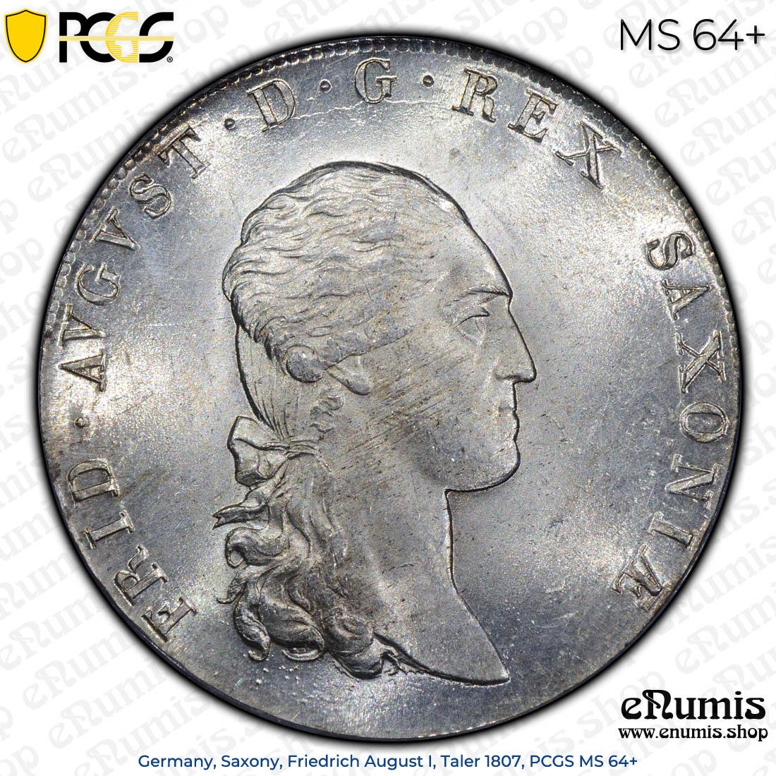 Germany, Saxony, Friedrich August I, Taler 1807, PCGS MS 64+ Germany, Saxony, Friedrich August I, Taler 1807, PCGS MS 64+