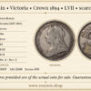 Great Britain, Victoria, Crown 1894, LVII, scarce date, VF