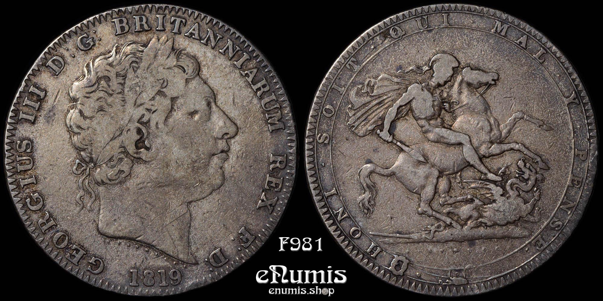 Great Britain, George III, Crown 1819, LX, VF