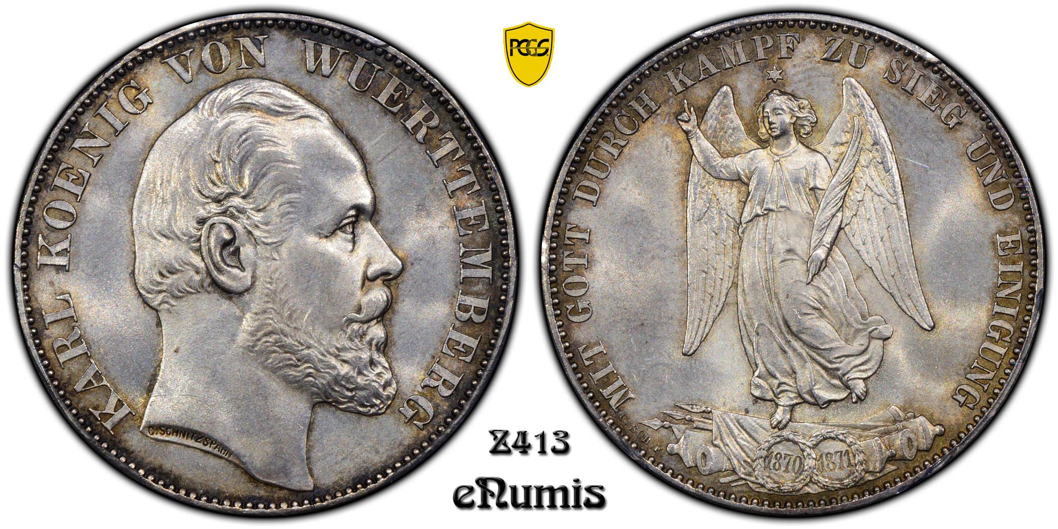 Germany, Wurttemberg, Karl I, Taler 1871, Victory, PCGS MS 65