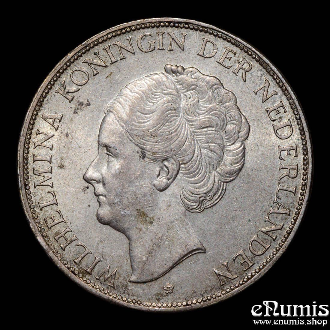 NETHERLANDS, Wilhelmina, 2 1/2 Gulden 1929, mint error, UNC