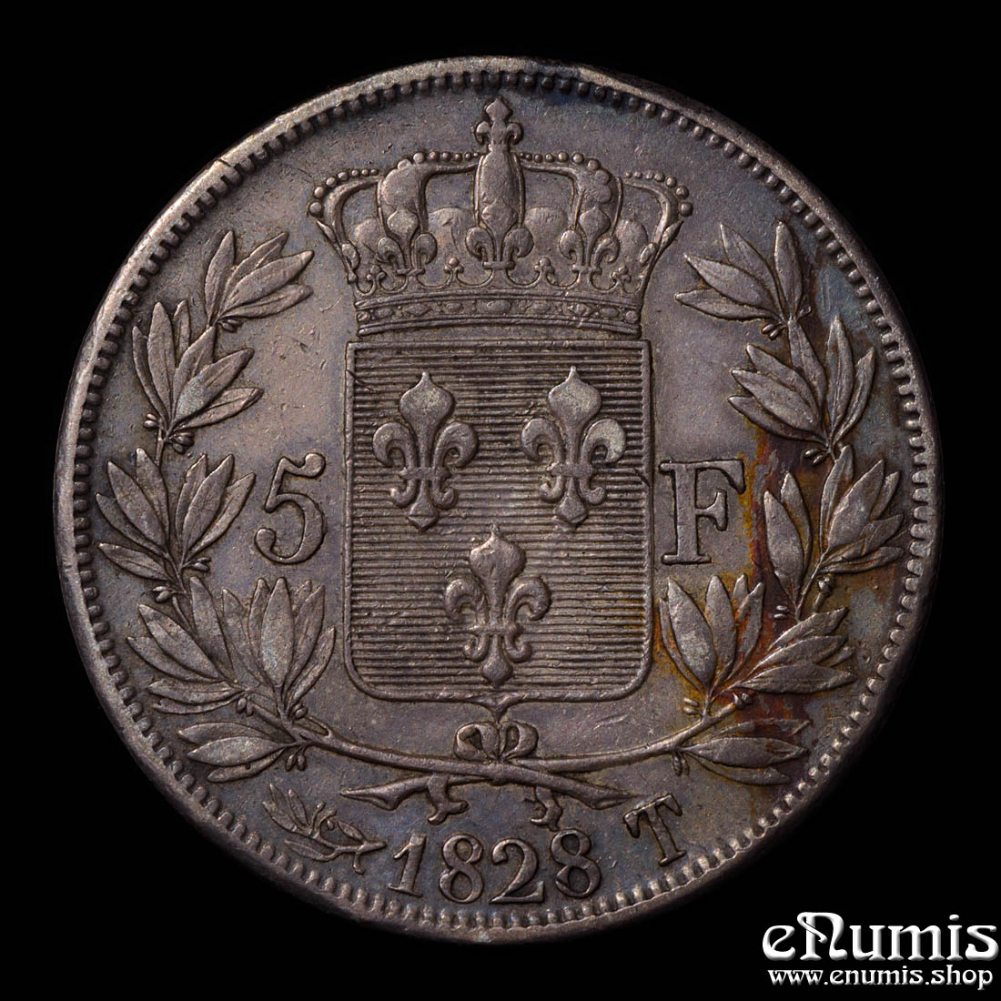 FRANCE, Charles X, 5 Francs 1828 T, Nantes, XF+