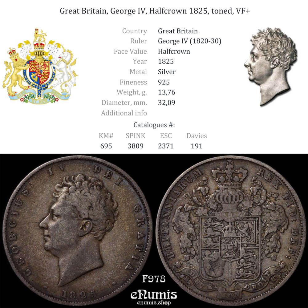 Great Britain, George IV, Halfcrown 1825, toned, VF+