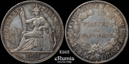 French Indo-China, Piastre 1907, silver, VF-XF