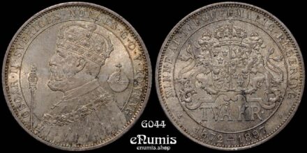 SWEDEN, Oscar II, 2 Kronor 1897, Silver Jubilee, toned, UNC