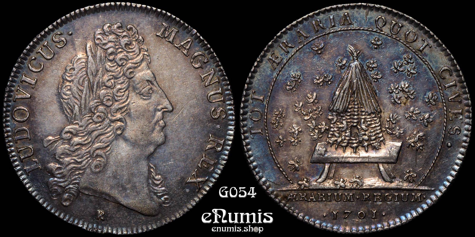 FRANCE, Louis XIV, Token 1701, silver, Trésor Royal, Rare!, aUNC