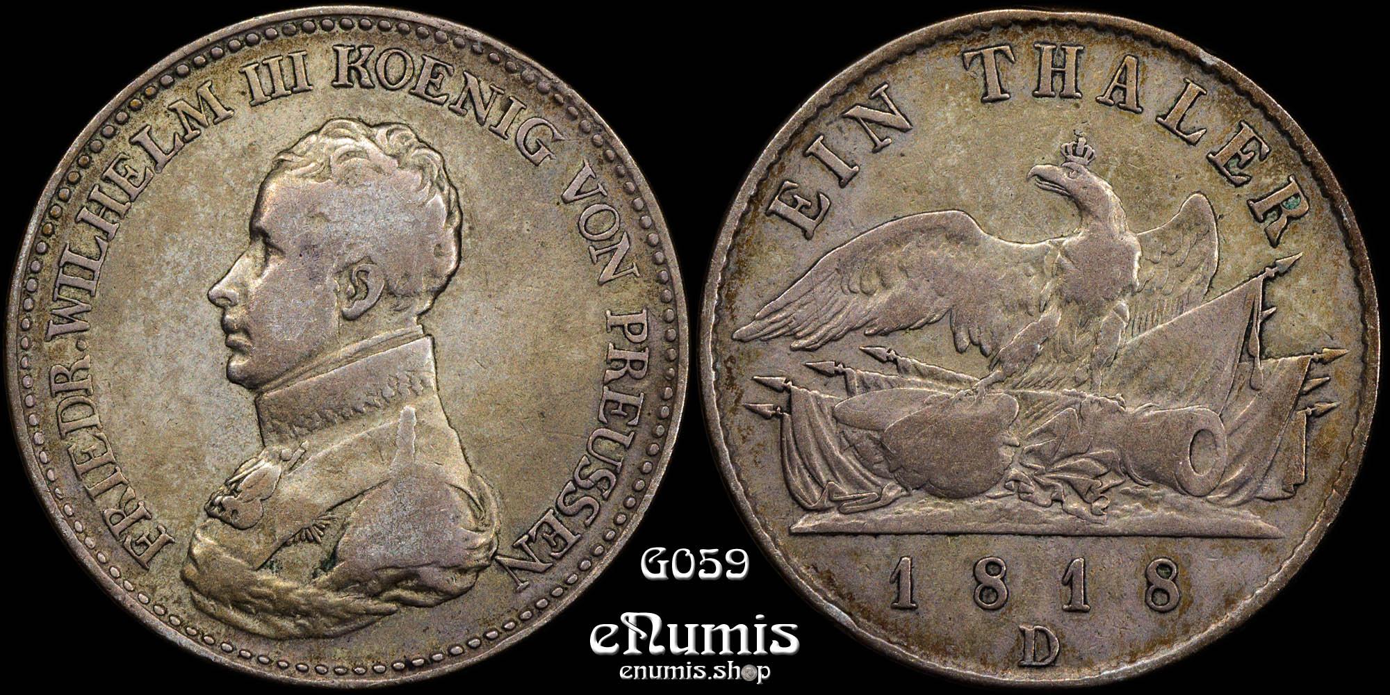 Germany, Prussia, Friedrich Wilhelm III, Taler 1818 D, Düsseldorf, VF Germany, Prussia, Friedrich Wilhelm III, Taler 1818 D, Düsseldorf, VF