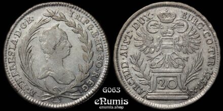 AUSTRIA, Maria Theresa, 20 Kreuzer 1757, Vienna, XF-UNC