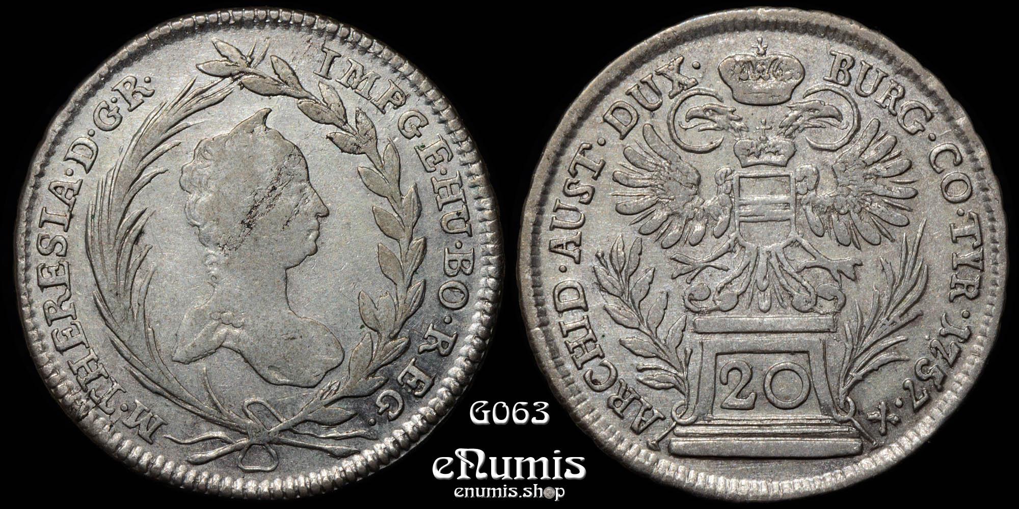 AUSTRIA, Maria Theresa, 20 Kreuzer 1757, Vienna, XF-UNC AUSTRIA, Maria Theresa, 20 Kreuzer 1757, Vienna, XF-UNC