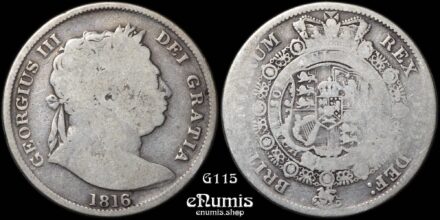 Great Britain, George III, Halfcrown 1816, Bull head, Fine
