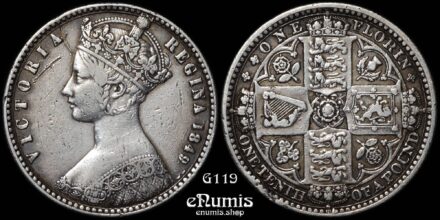 Great Britain, Victoria, Godless Florin 1849, VF-XF