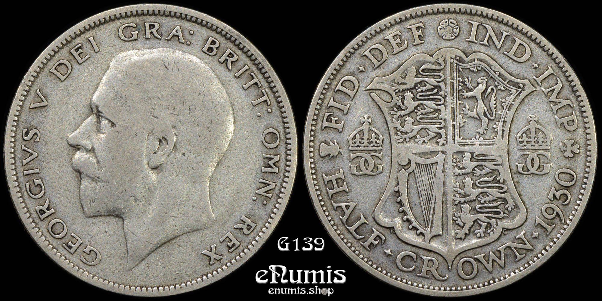 Great Britain, George V, Halfcrown 1930, rarest year, F/aVF
