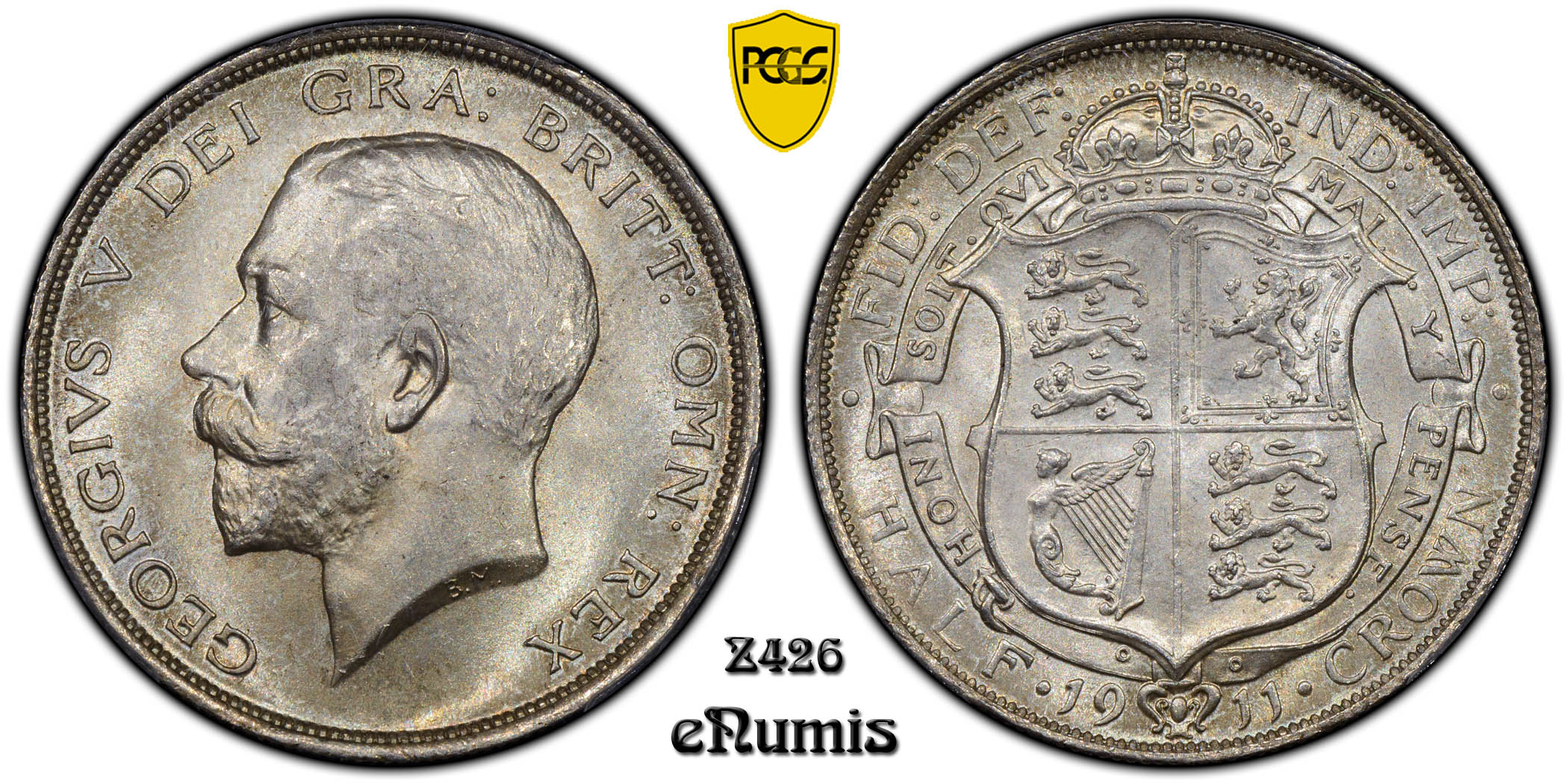 Great Britain, George V, Halfcrown 1911, PCGS MS 64