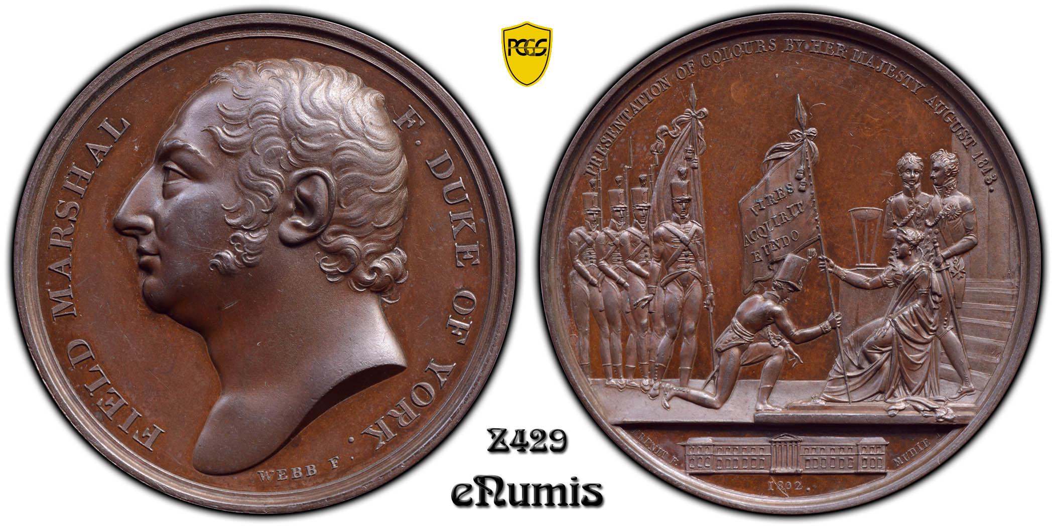 Great Britain, George III, Royal Military Academy Medal 1813, Top Pop, PCGS SP 64