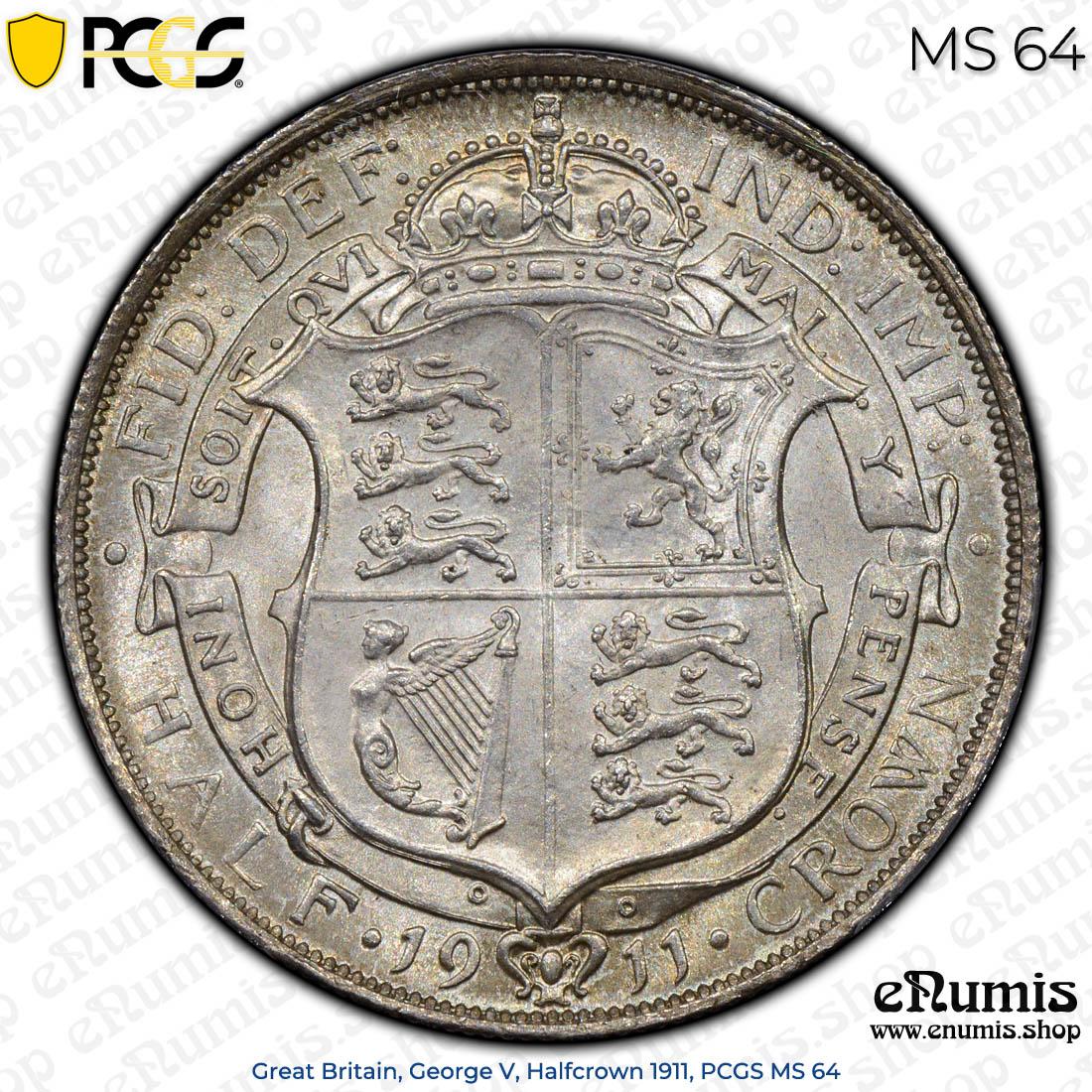 Great Britain, George V, Halfcrown 1911, PCGS MS 64 Great Britain, George V, Halfcrown 1911, PCGS MS 64
