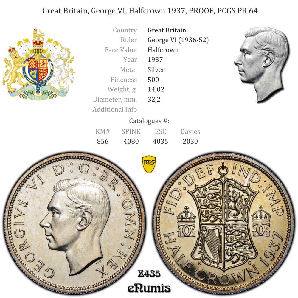Great Britain, George VI, Halfcrown 1937, PROOF, PCGS PR 64